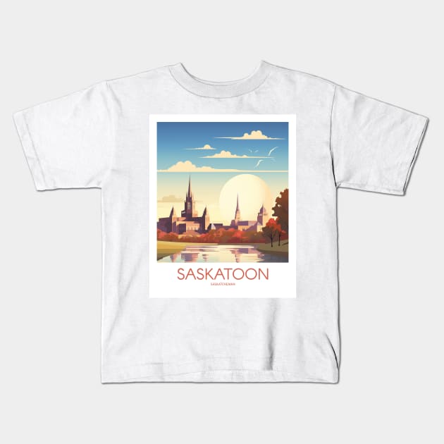 SASKATOON Kids T-Shirt by MarkedArtPrints